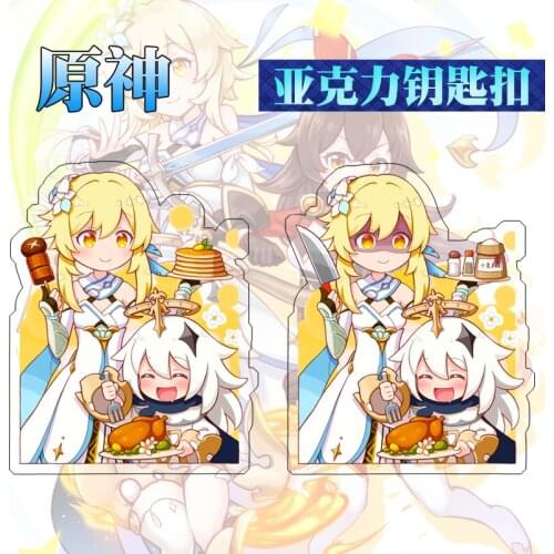 2021 NEW Anime Game Genshin Impact Traveller Paimon Acrylic Funny Cosplay Cute Keychain Schoolbag Pendant Collection Keyring Toy