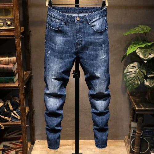 New Fashion Casual Stretch Slim Classic Trousers Denim Pants Male Jeans Men