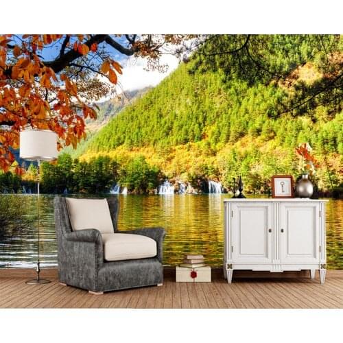 China Parks Autumn Rivers Waterfalls Forests Nature photo wallpaper,living room sofa TV backdrop bedroom wall papers home decor