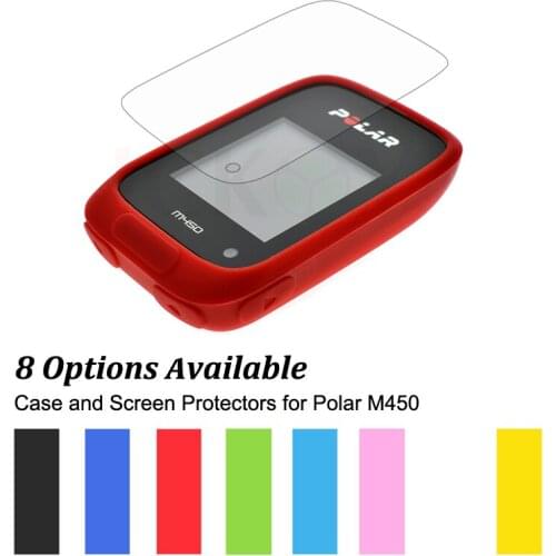 Rubber Protect Skin Case + Clear Screen Protectors Shield Film for Cycling Computer GPS Polar M450 Muti-Colors