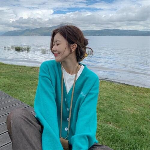 Womens Sweaters Japanese Kawaii Ulzzang Vintage Loose Embroidered Letters Sweater Female Korean Harajuku Clothing For Women