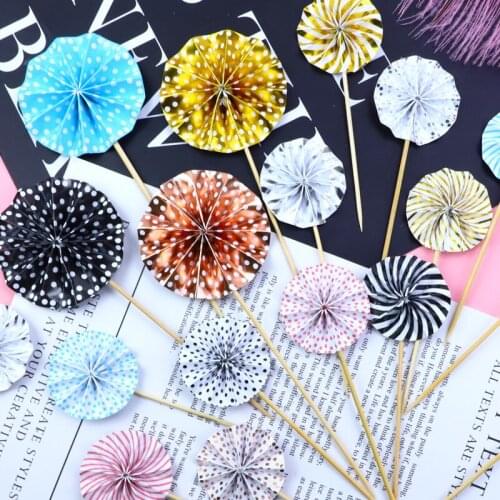 4pcs Cake Decoration Round Cake Topper Plug-in Flag Dessert Happy Birthday Party Wedding Suppliers Décor Baking Accessories