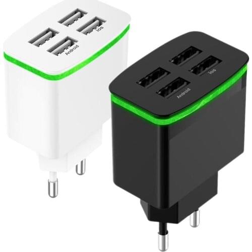 Universal EU Plug Phone Socket Adapter Wall Charger 5V 4A Fast Charging 4 Port USB Hub travel phone charger for phone tablets