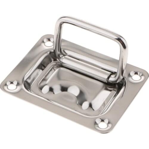 Flush Lift Ring / Hatch Pull Long Handle 76 x 57mm Polished Stainless Steel