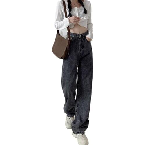 Woman Jeans High Waist Clothes Wide Leg Denim Clothing Blue Streetwear Vintage Quality 2021 Fashion Harajuku Straight Pants