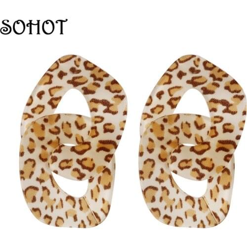 SOHOT Trendy Irregular Women Leopard Acrylic Women Drop Earrings Acetic Acid Tortoiseshell Exquaited Lady Party Jewelry Brincos
