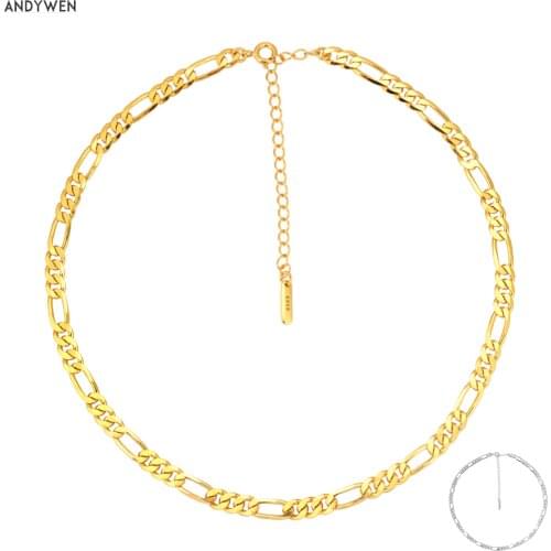 ANDYWEN 925 Sterling Silver 5mm Thick Chain Choker Luxury Lock Large Necklace European Luxury Women Rock Punk Jewelry For Women