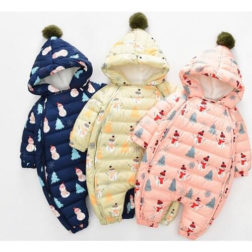 Winter Baby Rompers Autumn Boys Girls Warm Infant Snowsuit Kid Jumpsuit Children Outerwear Christmas snowman clothes