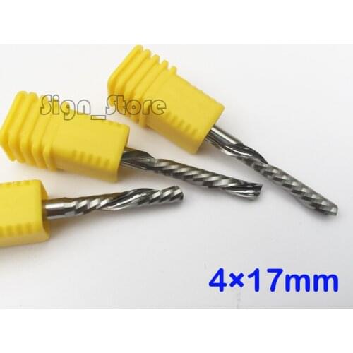 10pcs HQ Down Cut Single Flute Spiral Feft-Handed CNC Router Bits 4mm * 17mm