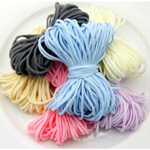 10Yard 3MM Round Mouth Mask Elastic Band Mask Rope Rubber Band Tape Mask Ear Hanging Rope Belt String Oil Core DIY Sewing Crafts