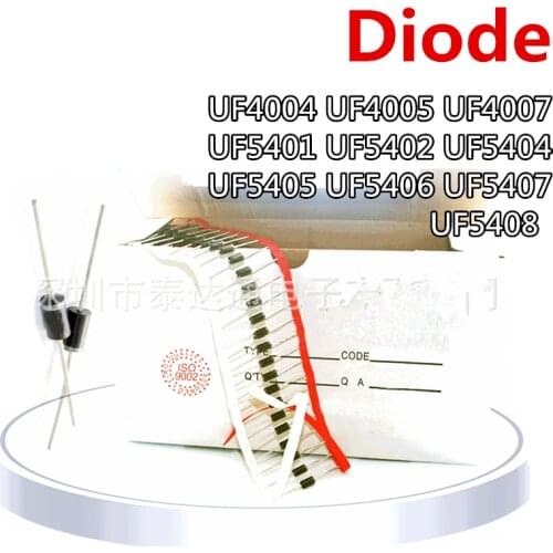 100pcs/lot UF4004 UF4005 UF4007 UF5401 UF5402 UF5404 UF5405 UF5406 UF5407 UF5408 ULTRA FAST RECTIFIERS DO201AD