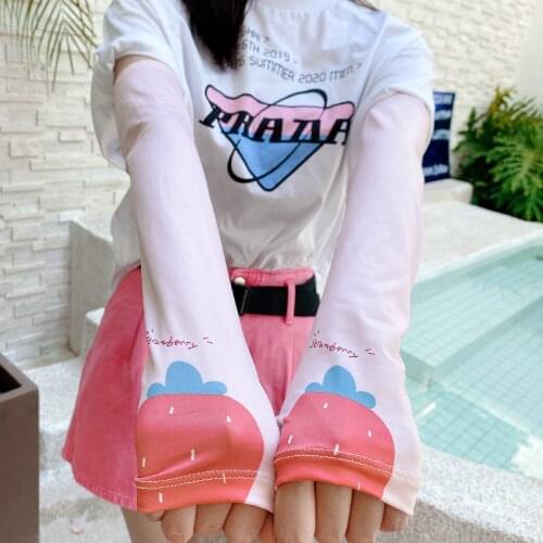 2 pieces = 1 pairs New Korean-Style Cute Fruit strawberry Oversleeves All-match Sun Protection UV Sun Protection Arm Sleeves