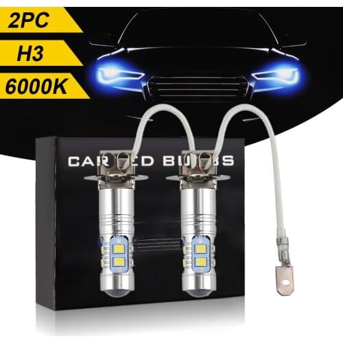 2pcs H1 or H3 LED Headlight Bulb Waterproof Super Bright Fog Light Daytime Running Light 6000K White