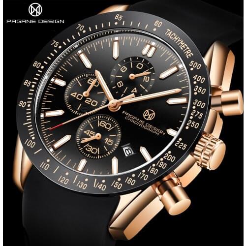 2021 PAGRNE DESUIGN Luxury Mens Rubber Automatic Military Quartz Watch Timing Sports Mens Waterproof Clock Relogio Masculino