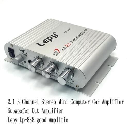 Wholesale 100% Original Brand Lepy Lp-838 2.1 3 Channel Stereo Mini Computer Car Amplifier 3.5mm Headphone out Subwoofer Out