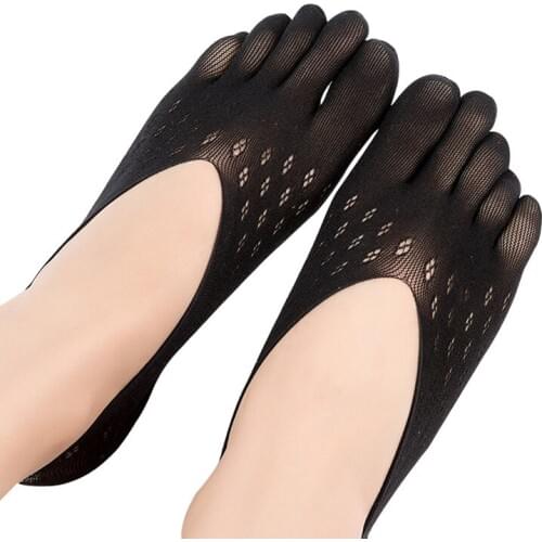 5 Pairs/lot Women Low Cut Crew Ankle Socks New Fashion Five Finger Socks Cotton Fishnet Short Ankle Mesh Toe Sock Sox Sexy Meias