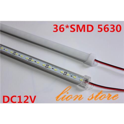 5pcs*50cm Factory Wholesale 50CM DC 12V 36 SMD 5630 LED Hard Rigid LED Strip Bar Light with U Aluminium shell +pc cover