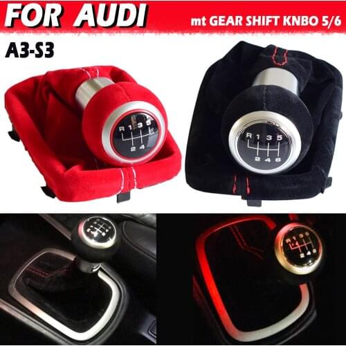 Automatic Gear Shift Knob Shift Handle For Audi A3 S3 5/6 Speed Stick Lever Shifter With Suede Leather