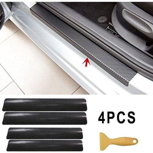 Car Stickers Universal Sill Scuff Anti Scratch Carbon Fiber Door Plate Scuff Protection Auto Accessories Door Step Scratch Cover