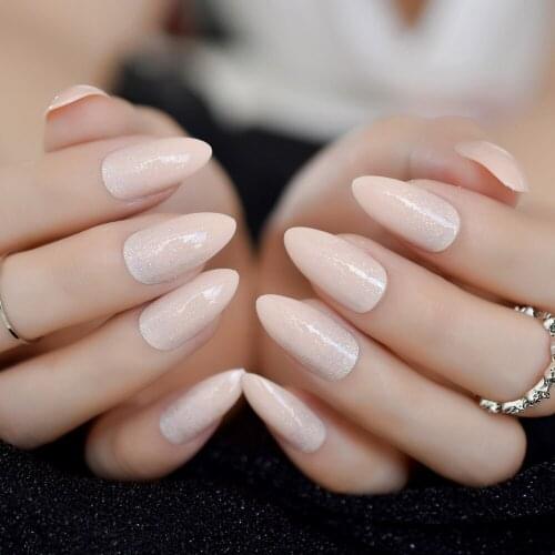 Glitter Nails Medium-Short Press On Nails Almond Sharp Shape Kawaii Fadeing Pinkly False Fingernails Supplies Wholesale EchiQ