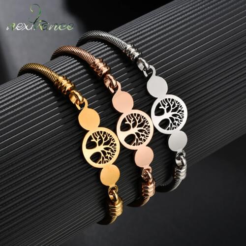 Nextvance Charm Hollow Tree of Life Bracelets Stainless Steel Gold Cuff Bangles For Women Jewelry Gift Dropshipping