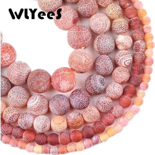 WLYeeS Red Weathered carnelian beads Natural Stone Round Spacer Loose Bead 6/8/10/12 mm for Jewelry bracelet Necklace making DIY