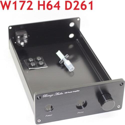 Earphone Case DIY Aluminum Amp Chassis Full Black Power Amplifier Supply Box Enclosure W172 H64 D261 1707E