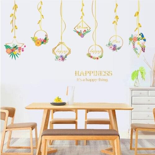 Flower hanging basket modern nordic living room bedroom tv decorative wall decals household adornment wall stickers on the wall