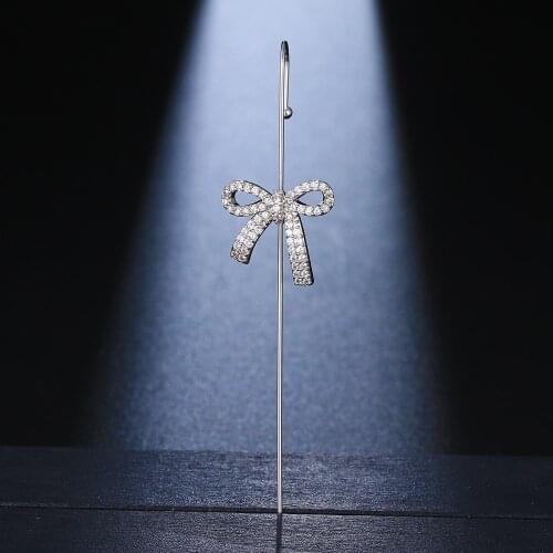 Emmaya New Arrival Charming Bow Shape Stick Shape Earring Women Loving Jewelry Fashion Party Elegant Ornament Zirconia Gift