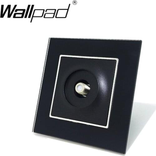 EU Satellite Socket Claws Mount Wallpad Black Crystal Glass European Standard Satellite Port Jack Wall Socket with Hooks