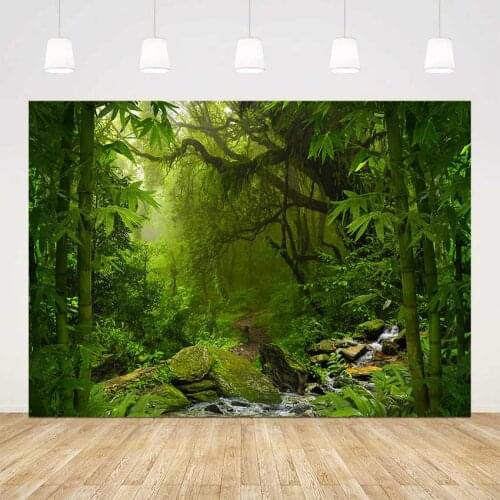 Photography backdrop deep forest green leaves background for photo studio safari jungle theme party decoration supplies photo