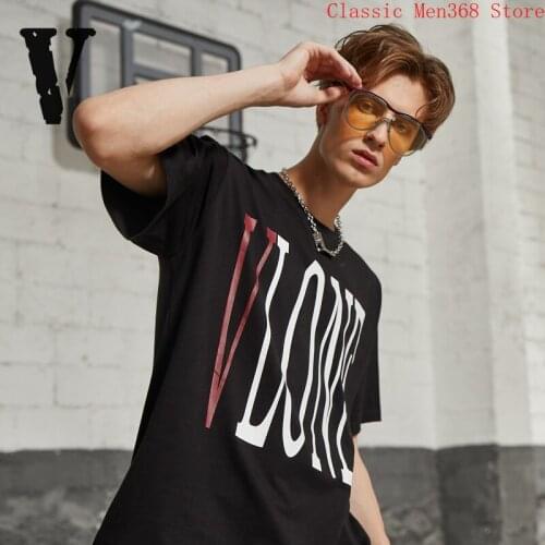 New VLONE short-sleeved male red couple loose high street style big V hip-hop T-shirt female tide brand