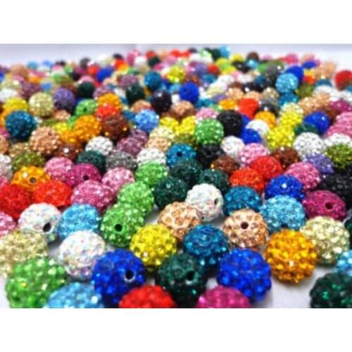 10mm 200pcs/lot hot mixed color white multicolor u5757 Rhinestone round clay Beads bracelet diy crystal