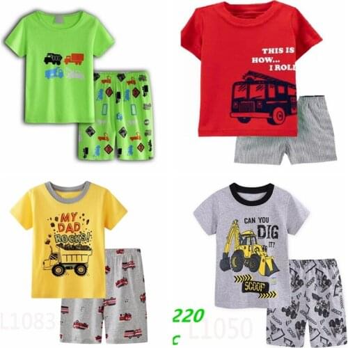 Summer Cartoon Pajamas For Girls Boys Childrens Nightwear Long-sleeves Cotton 2pcs Pyjamas Set Baby Clothes Kids Sleepwear P09