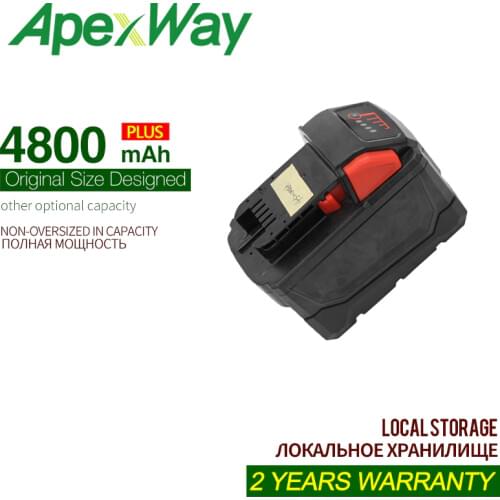 ApexWay 18v Li-ion de 4800mAh Da Bateria Ferramenta para Milwaukee M18 2646-22CT/21CT/20 2643-21CT 2641-21CT/20 2642-21CT