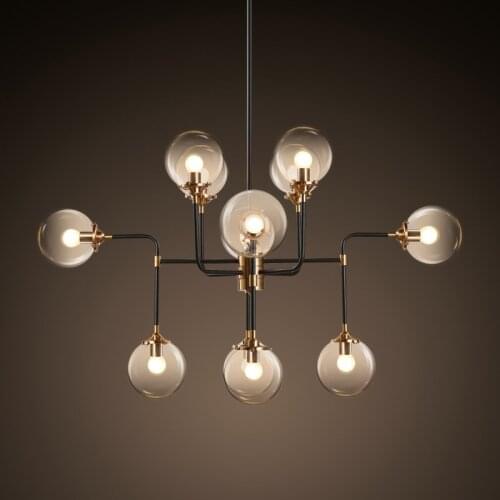 American Retro RH E14 Led Chandelier Modo Glass Shades Led Hanging Chandelier Lighting Luxury Living Room Lamparas Fixtures