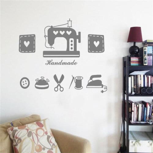 Sewing Machine Iron Scissors Vinyl Wall Sticker For Clothes Store Tailor Shop Window Glass Decor Wall Decals Decoration CX259