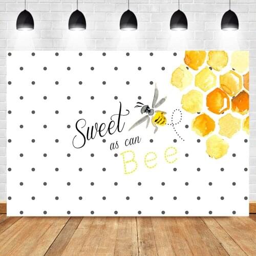 Sweet as Can Bee Backdrop Kids Child Birthday Party Banner Background Photography Dessert Table Photographic Props
