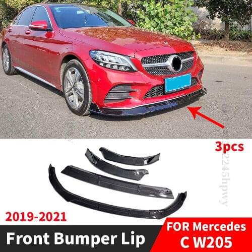 Carbon Fiber Look Modification Tuning Front Bumper Lip Chin Spoiler Deflector Diffuser For Mercedes Benz C W205 2019 2020 2021
