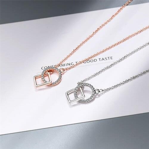 Sole Memory Geometry Circle Cube Zircon Exquisite Sweet Cute 925 Sterling Silver Clavicle Chain Female Necklace SNE406