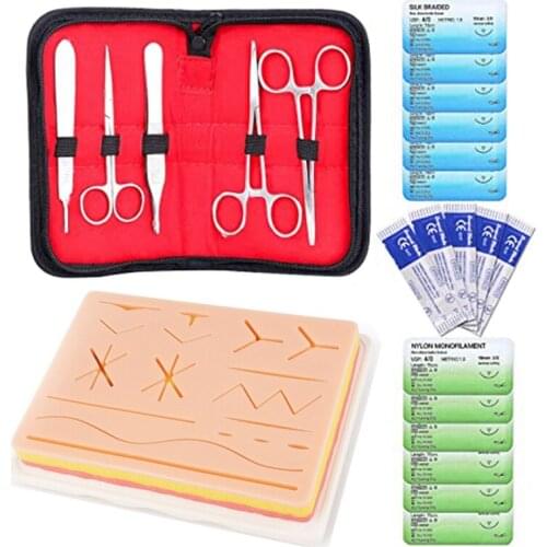 Students Durable Silicone Suture Pads with Pre-Cut Wounds and Suture Tool Kits Practice Sets for Suture Training