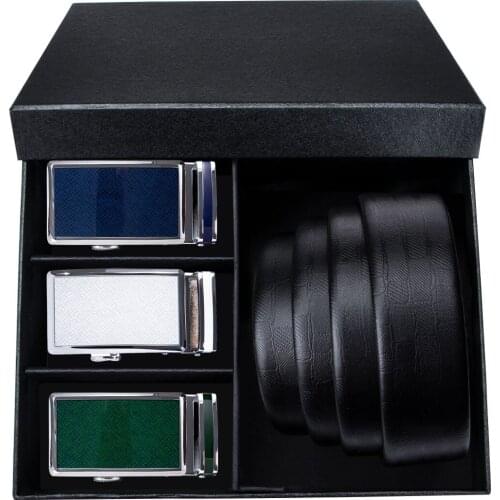 Famous Brand Belt Gift Box Set Men Genuine Leather Belts Luxury Alloy Automatic Buckle Belts Fashion Cowskin Male Strap DiBanGu