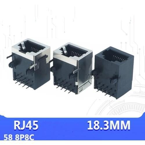 10PCS/LOT RJ45 network socket 18.3MM 58 8P8C with shielding all plastic half clad network cable socket all copper CONNECTOR