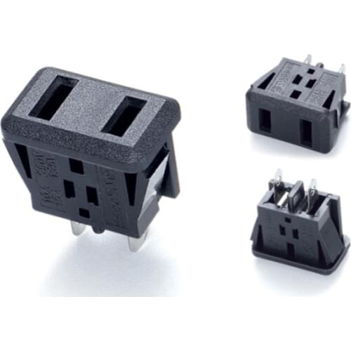 Chassis Female 2PIN AC US Nema 1-15R Inline Socket Plug Adapter Industrial Power Connector Supply Output Outlet 10A/250V