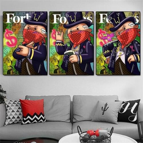 Modern Graffiti Art Canvas Painting Cartoon Masked Forbes Posters and Prints Living room Kids Room Home Wall Decoration Painting