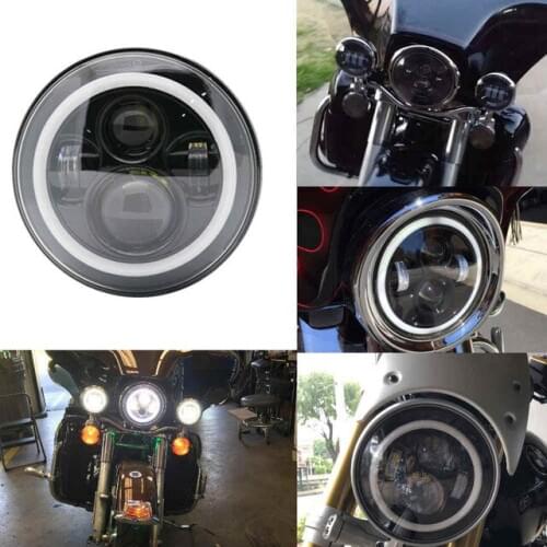 12V 7inch LED Halo Headlights 7" LED Headlight H4 Hi/low Auto Headlight With Angle Eyes DRL For Harley Davidson Street Glide