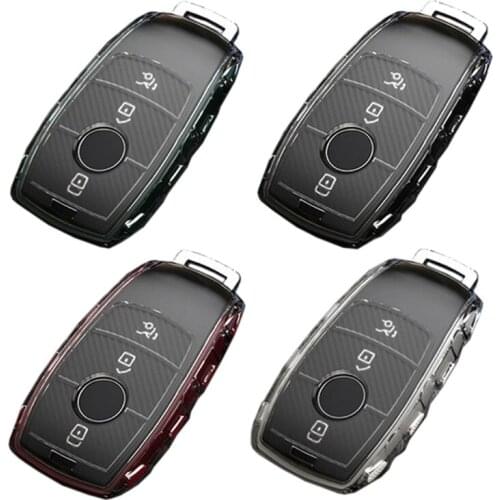 TPU Car Key Case Cover Protector Fob Remote Carbon Fiber Protector For E Class E200L E300L C260L A200L