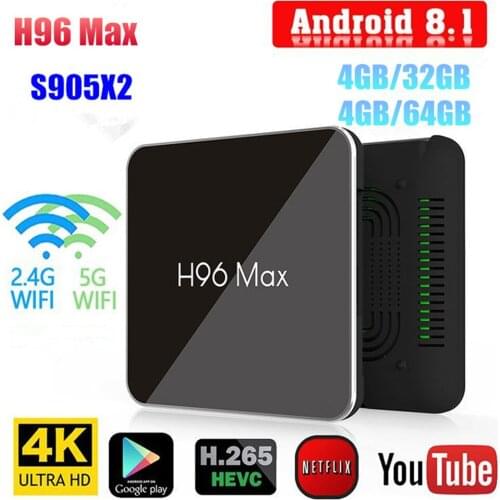 H96 MAX TV Box Android 8.1 S905X2 4K HD 4GB RAM 32GB/ 64GB Smart Media Player Set-top Box 2.4G&5GHz Dual Wifi