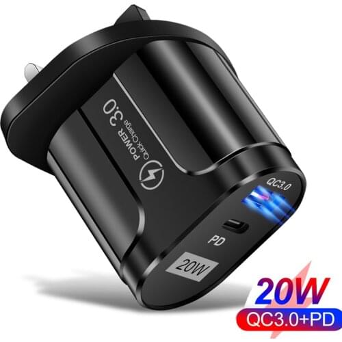 20W PD USB C Charger Quick Charge 3.0 Mobile Phone Charger QC 3.0 PD Type C Fast Charging For iPhone 12 Pro Max 11 XS UK Adapter