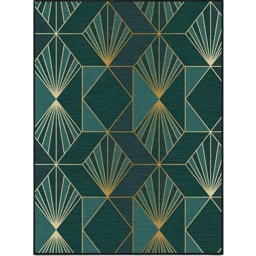 Green Rugs Geometric Pattern Living Room Carpet Modern Design Style Bedroom Decor Area Rug Flooring Green Mats Home Accessories
